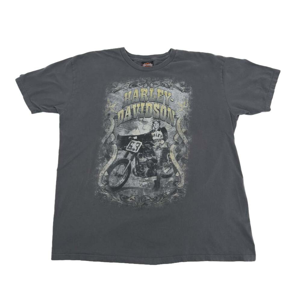 VTG Harley-Davidson Tee XL Dudley Perkins Co. Double Sided Graphic T-Shirt Y2K